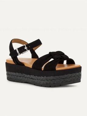 UGG Black Braided Platform Knot Sandals